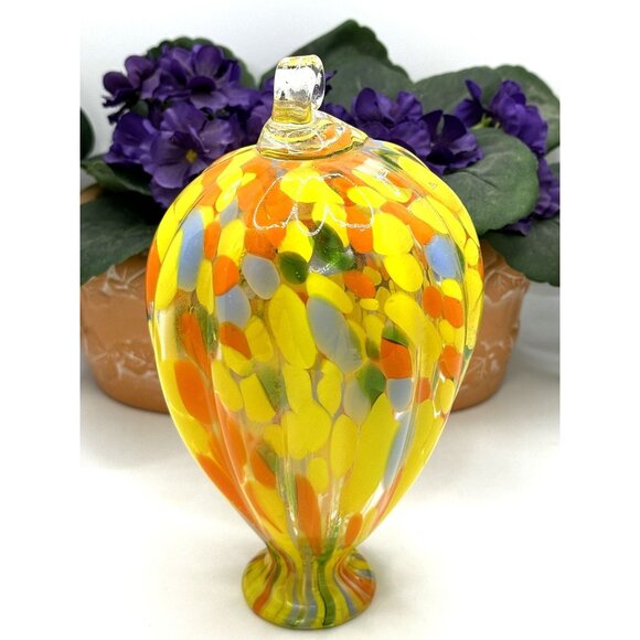 Hand Blown Art Glass Air Balloon Hanger Unique Pattern Collectible Home Decor - Picture 4 of 8